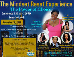 The Mindset Reset Experience | Naomi D. Jones | Registered Nurse | Mindset | Life Coach | Event | Hampton, VA